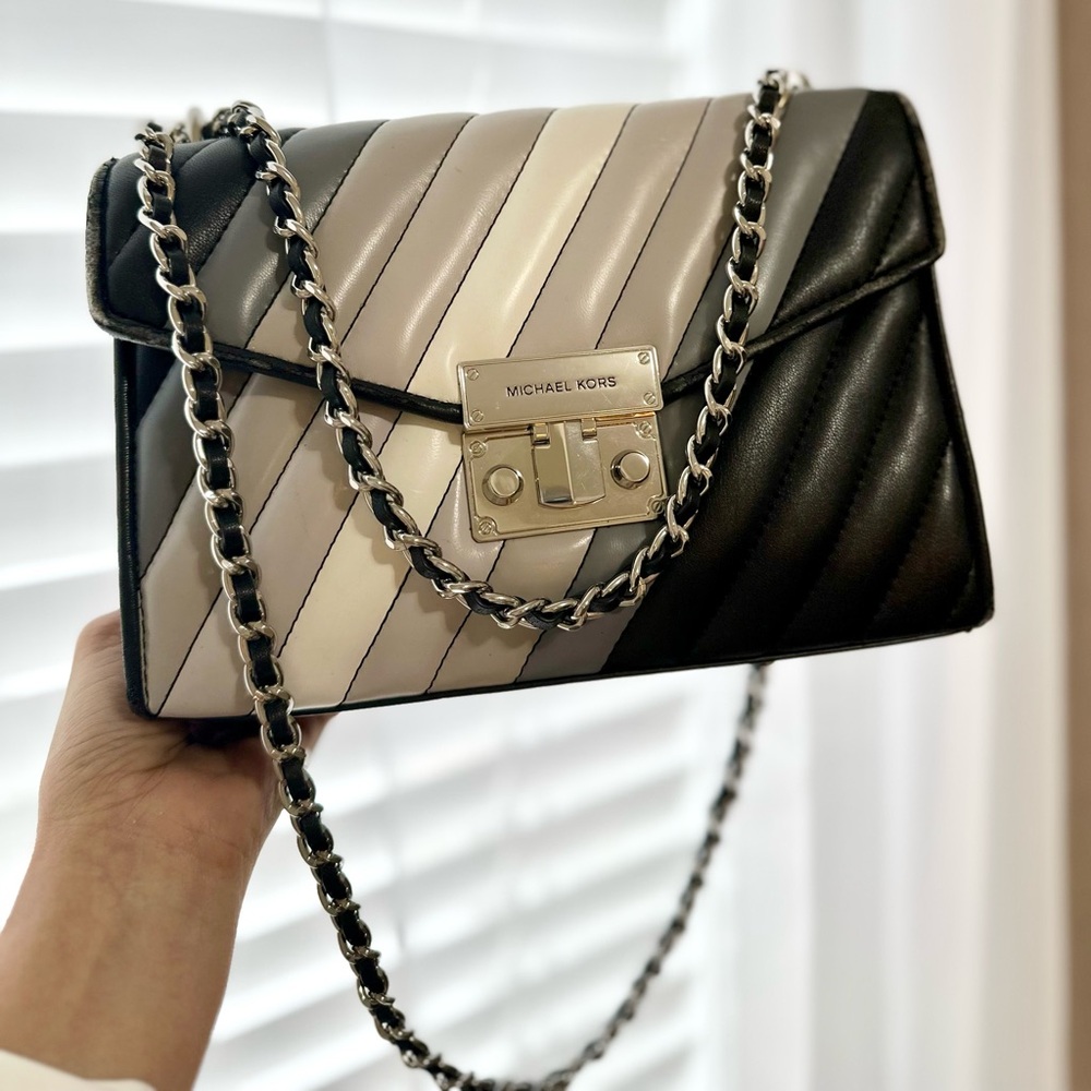 Michael Kors Black, Gray, and Cream Crossbody Bag